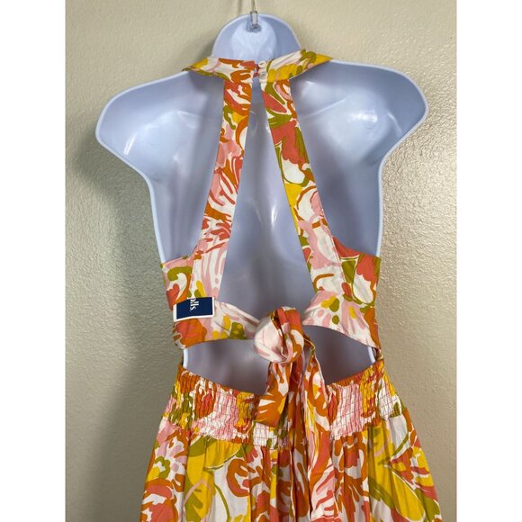 NEW Abel The Label Sleeveless Floral Halter Maxi Dress size Small Boho Cottage - Picture 7 of 16